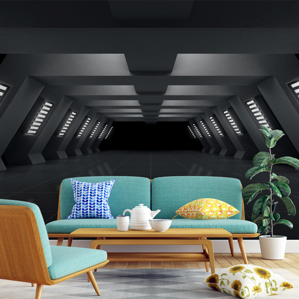 Black 3D Tunnel Wallpaper