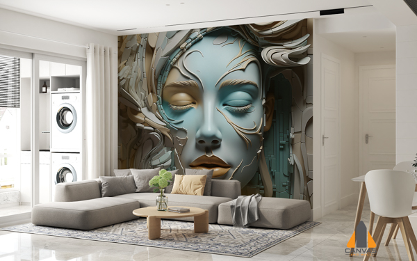 3D Rendered Lady Face Artwork