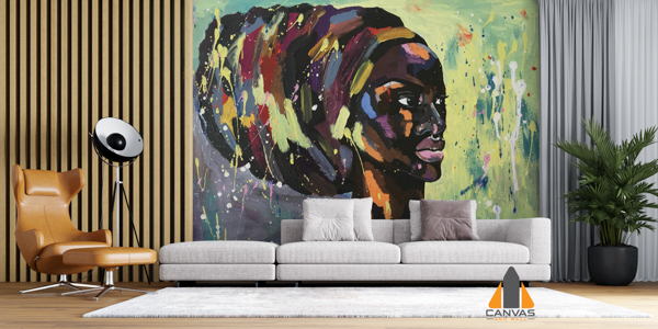 African woman in turban portrait pop art style picture