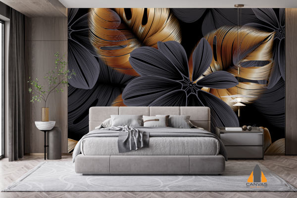 Black and Gold Floral