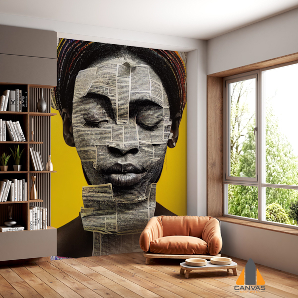 Newspaper Collage African Woman