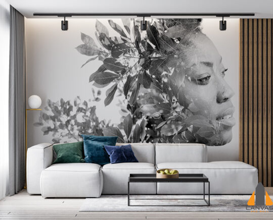 Womans face intergrated with leaves