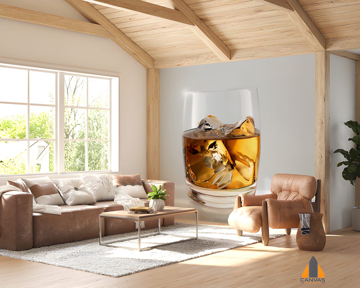 glass-whiskey-white-room-floor-3d-render