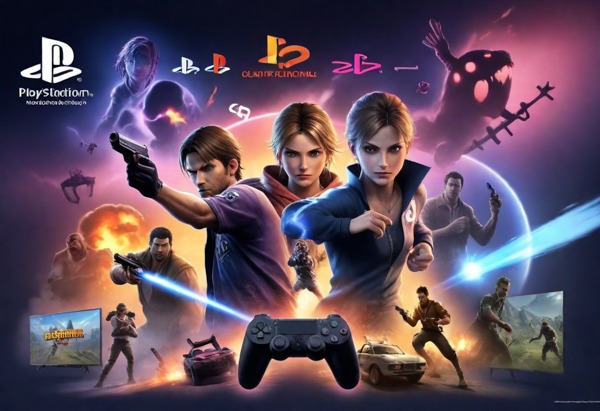Detailed PlayStation game character wall mural design with controllers and game scenes.
