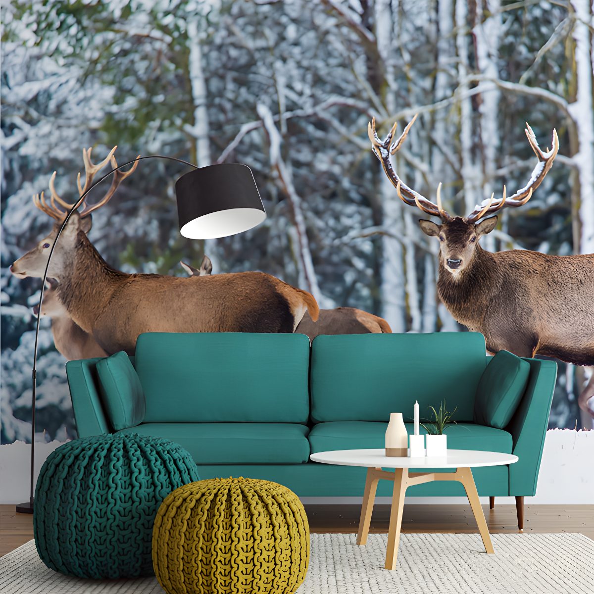 Snow With Deer Wallpaper