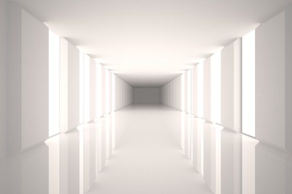 Blank repeating white corridor wallpaper design, perfect for a modern office or home.