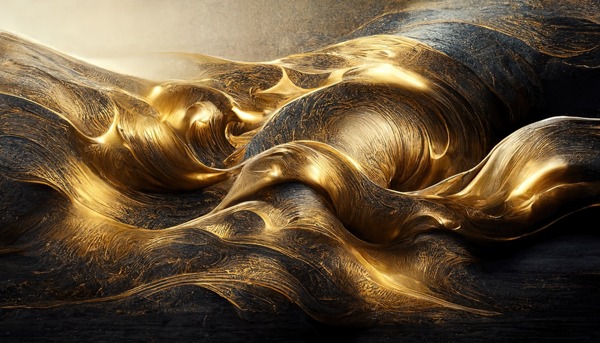 Close-up of the gold and black abstract wallpaper design.